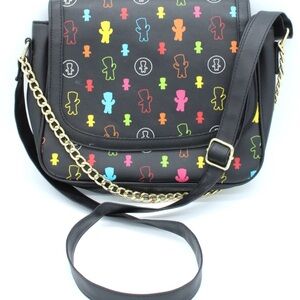 Loungefly Black Crossbody Bag with Colorful Icons
